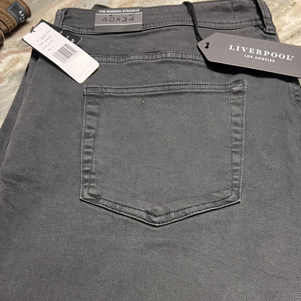 Liverpool Kingston Modern Men's Charcoal Straight Jeans
